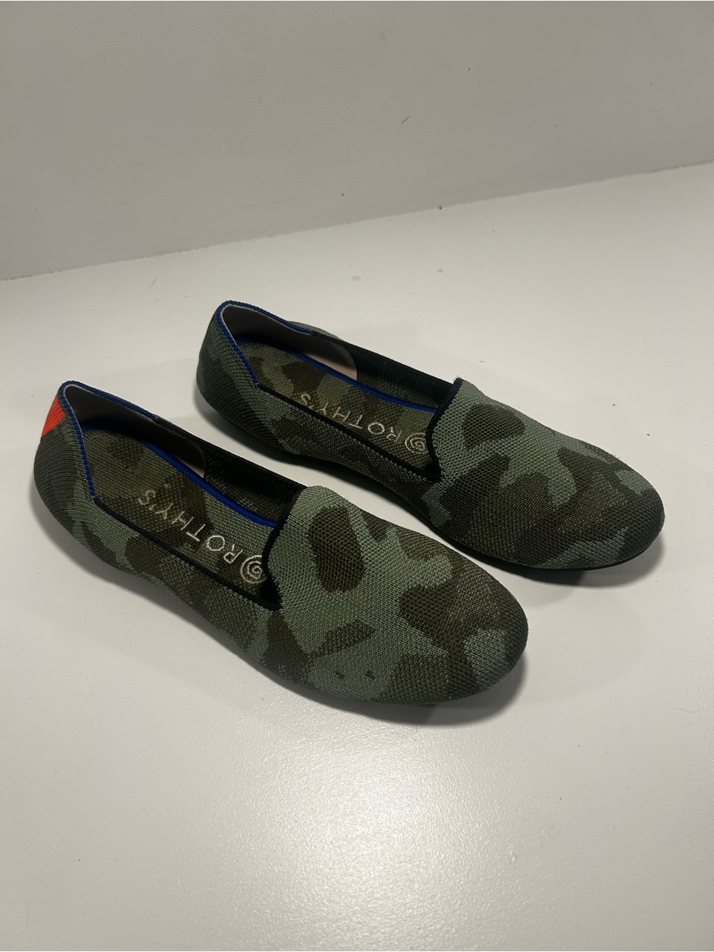Rothy’s The Loafer Olive Camo Women’s Size 8 Green Knit Washable Flats